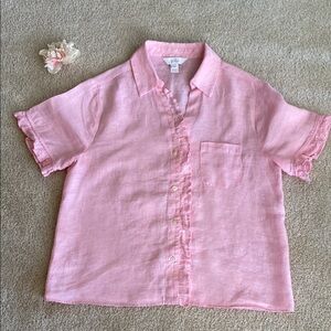 Lilly Pulitzer Light Pink Button Down ruffle Shirt, S, NWOT